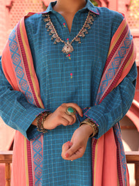 Blue Yarn Dyed 3 Piece Stitched - ALP-3PS-1653