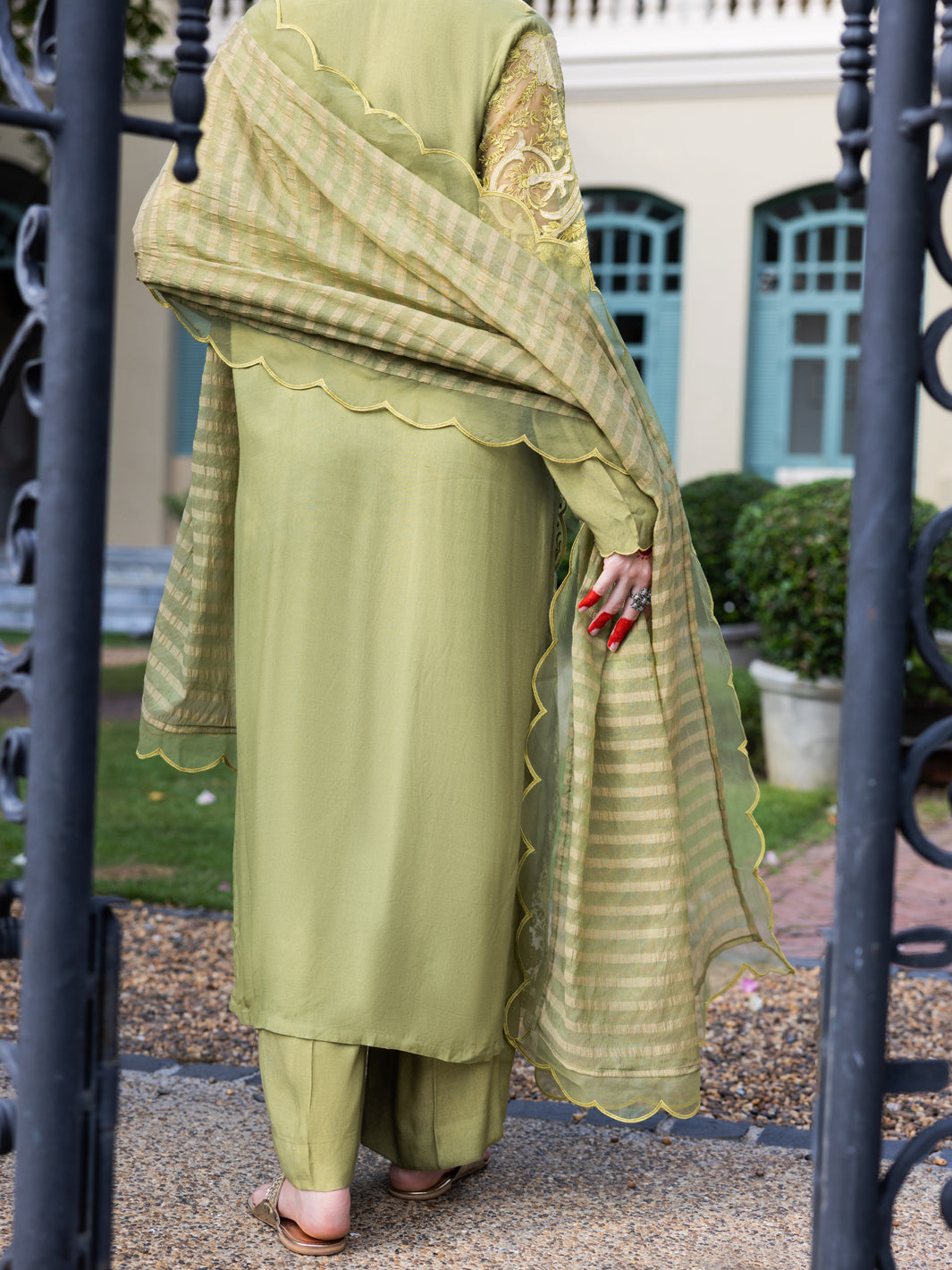 Pistachio Green Maple Silk 3 Piece Unstitched - ALP-3PS-1656 - Almirah Online