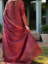 Maroon Salsa Silk 3Pc Stitched - ALP-3PS-1657