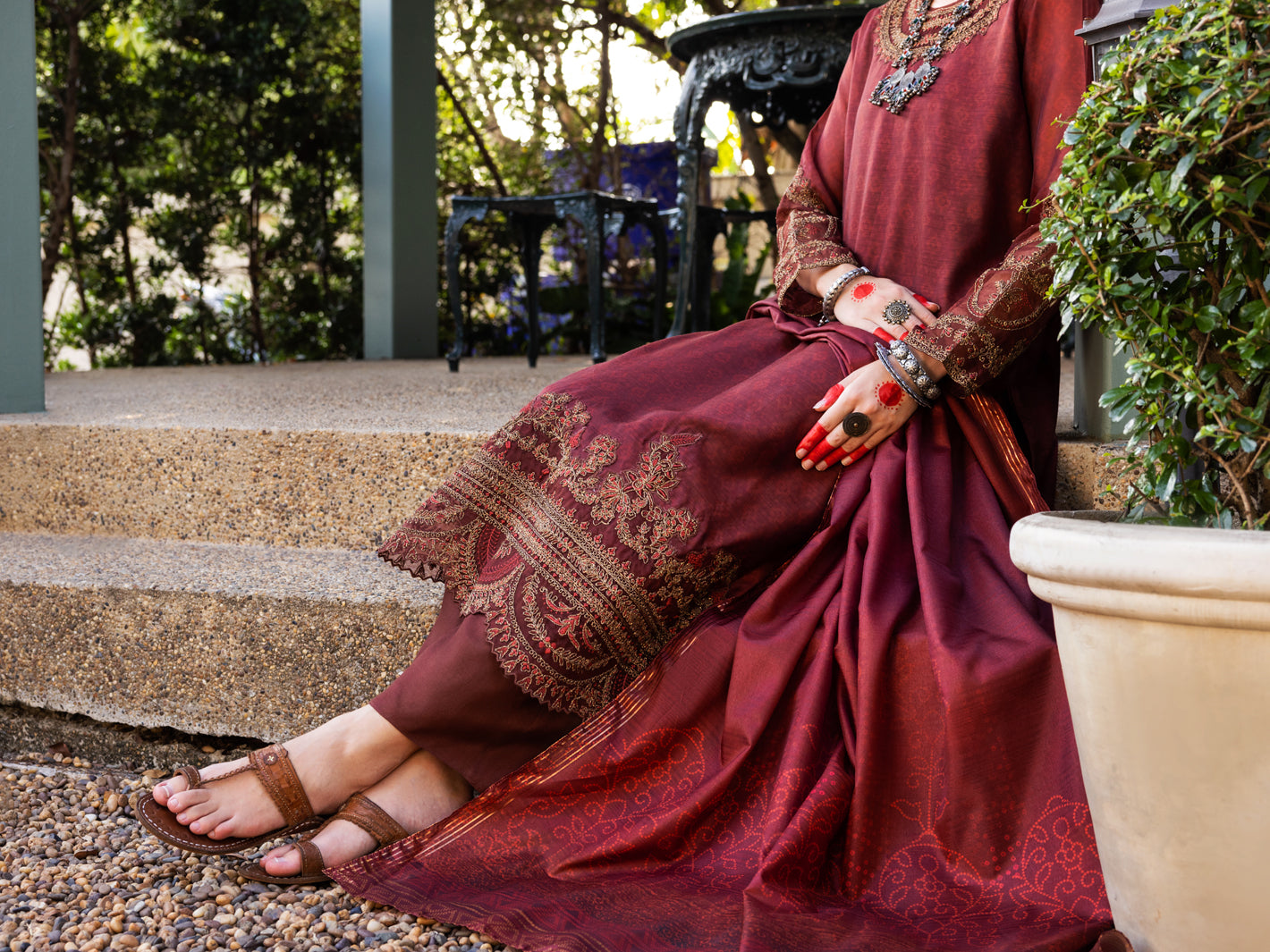 Maroon Salsa Silk 3 Piece Stitched - ALP-3PS-1657 - Almirah Online
