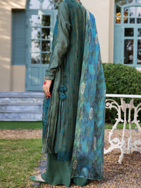 Mehndi Green Salsa Silk 3Pc Unstitched - ALP-3PS-1659