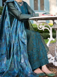 Mehndi Green Salsa Silk 3Pc Unstitched - ALP-3PS-1659