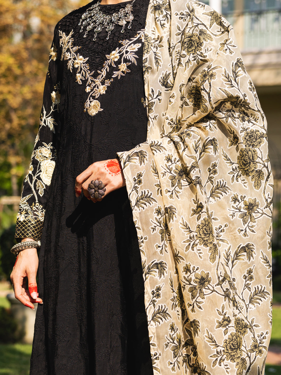 Black Maple Silk 3 Piece Unstitched - ALP-3PS-1660 - Almirah Online