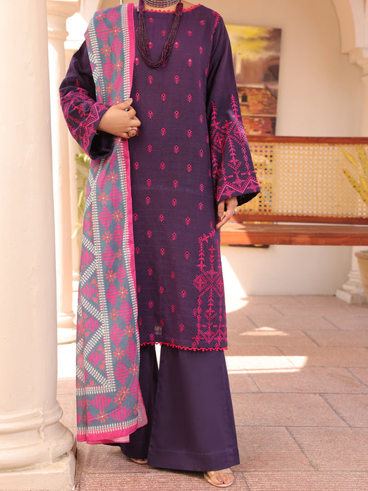 Purple Dobby Lino Kara 3 Piece Stitched - ALP-3PS-1668