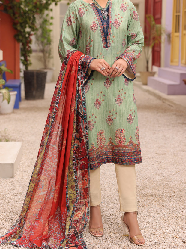 Pista Green Lawn 3 Piece Unstitched - ALP-3PS-1676