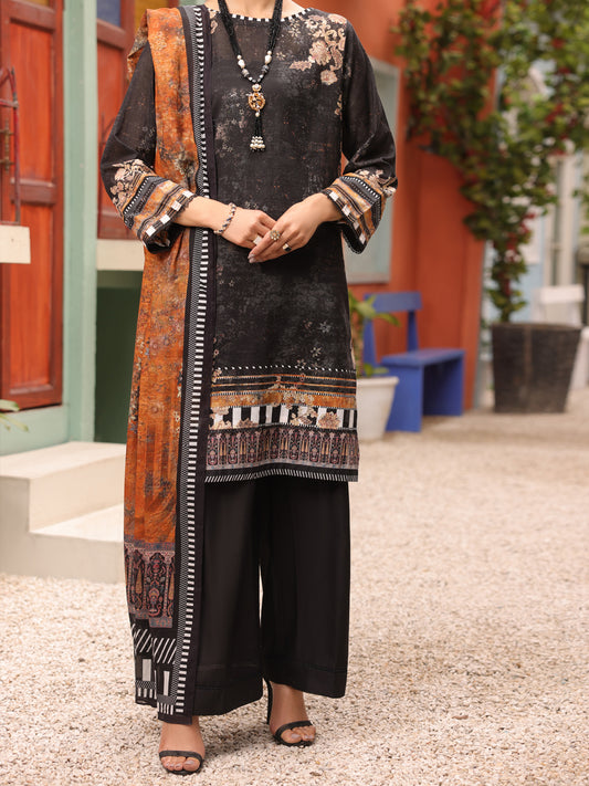 Black Lawn 3Pc Unstitched - ALP-3PS-1677