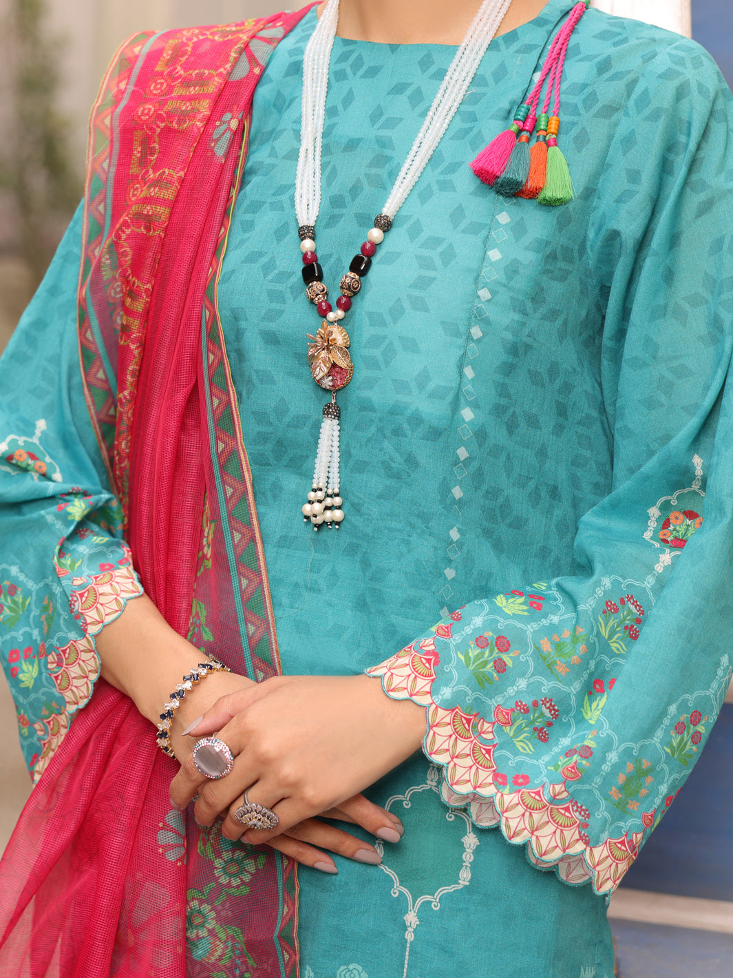Turquoise Lawn 3Pc Unstitched - ALP-3PS-1679