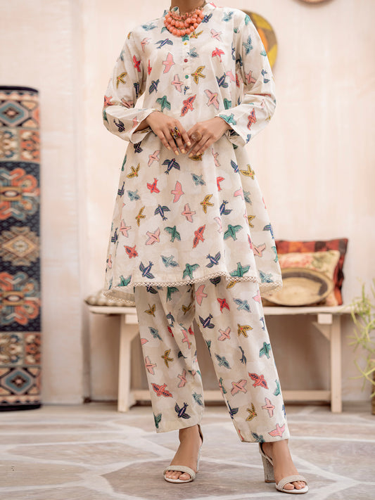 White Cambric 2 Piece Unstitched - ALP-2PS-1691
