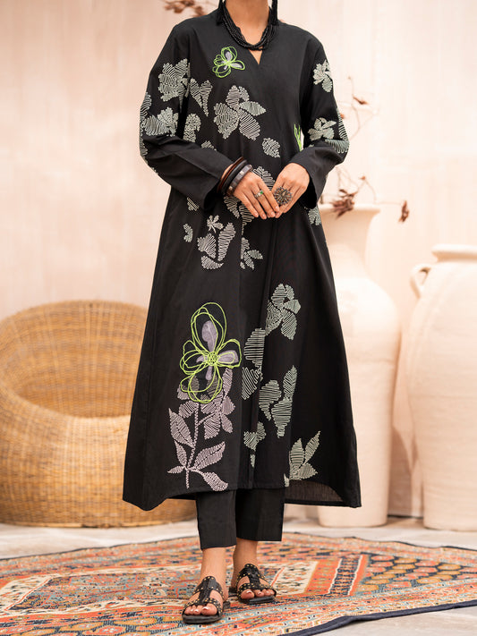 Black Cambric 2Pc Stitched - ALP-2PS-LKS-1706B
