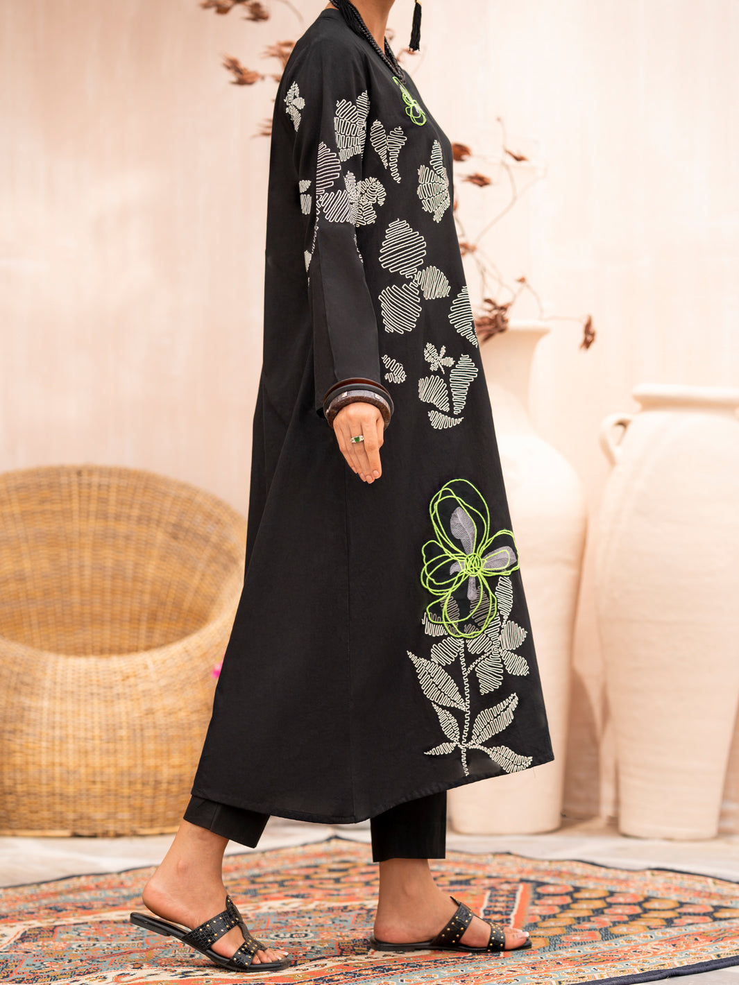 Black Cambric 2Pc Stitched - ALP-2PS-LKS-1706B