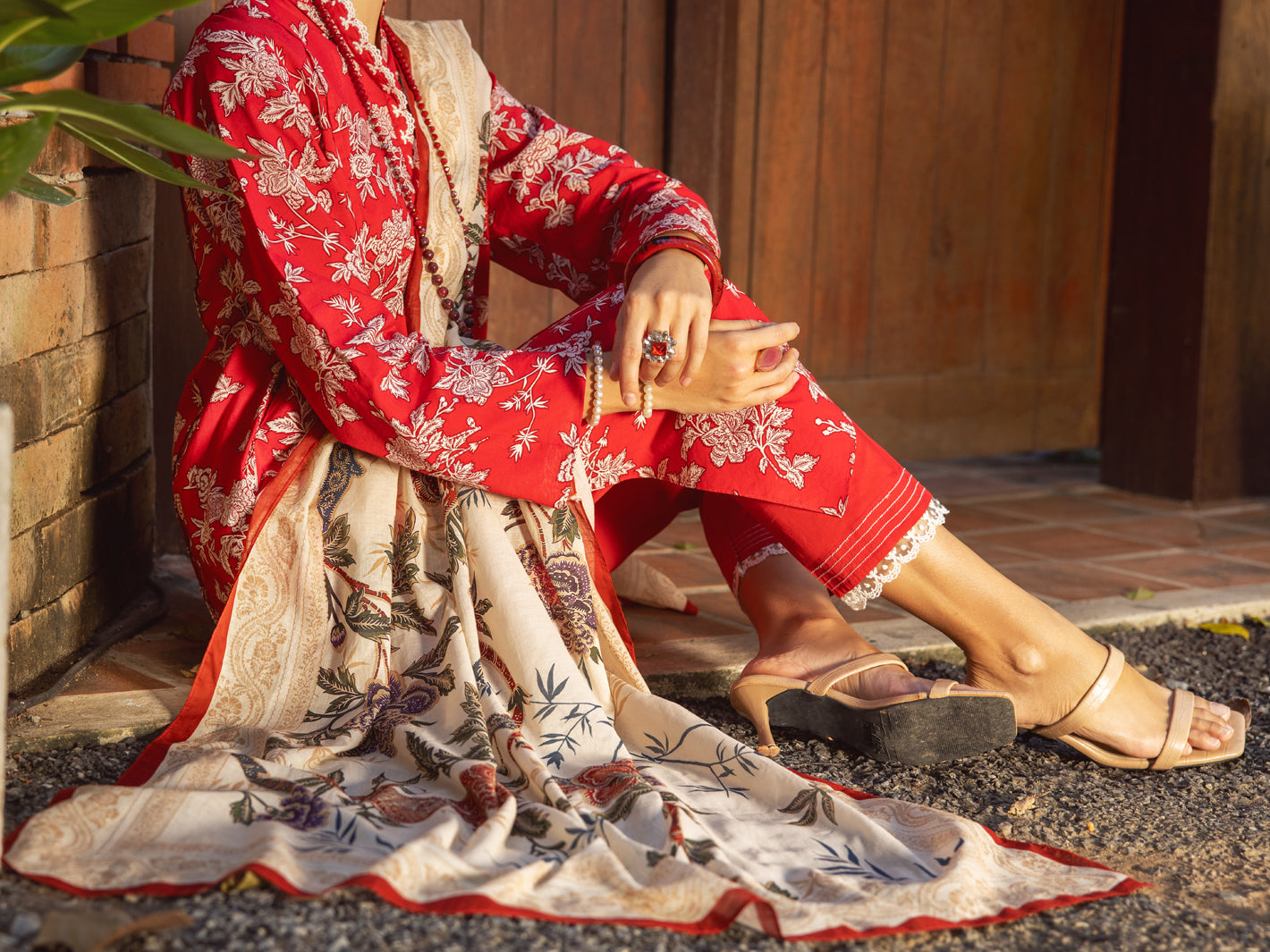 Red Lawn 3Pc Unstitched - ALP-3PS-1717