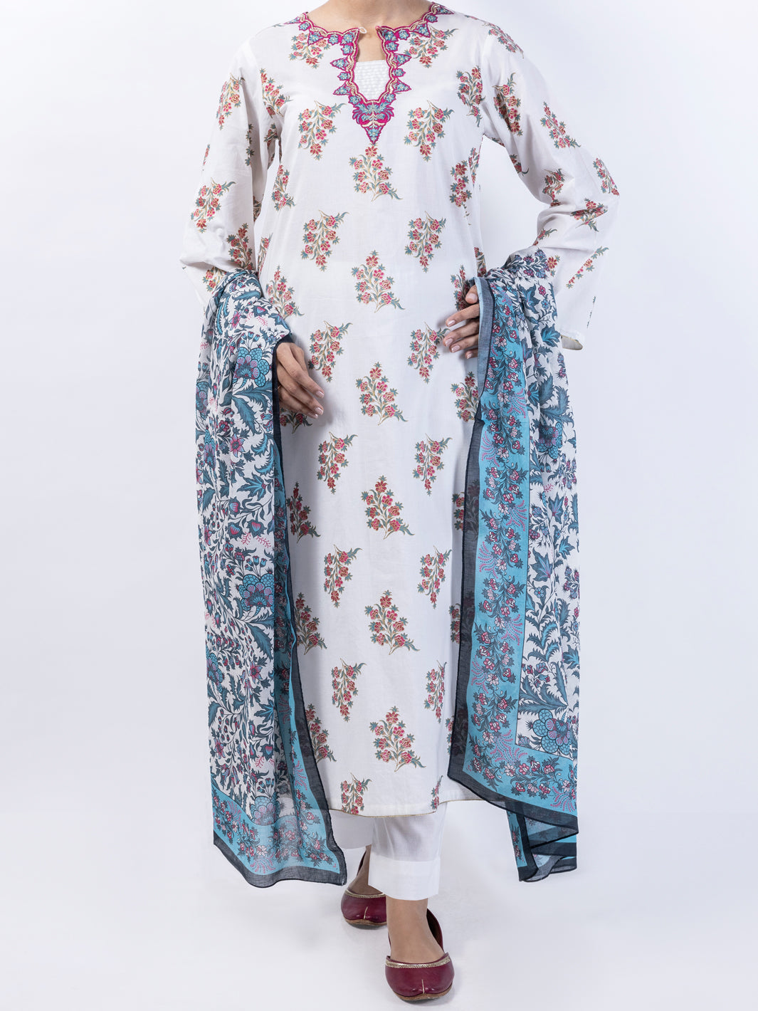 Off White Lawn 3Pc Unstitched - ALP-3PS-1720
