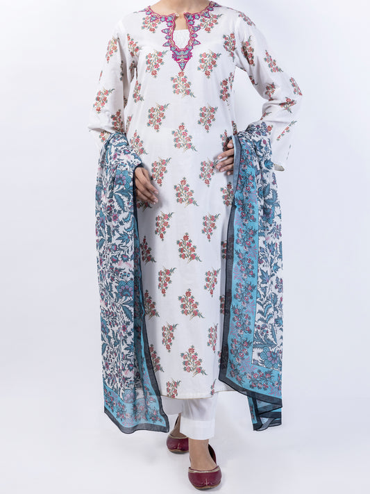 Off White Lawn 3Pc Unstitched - ALP-3PS-1720