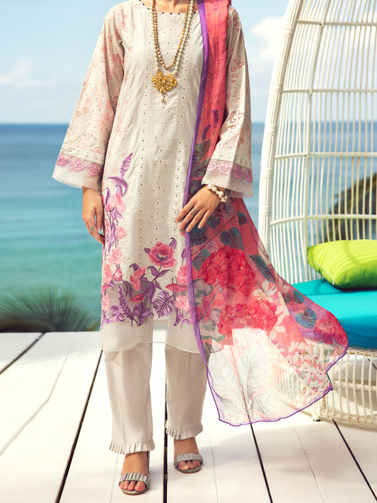 Light Grey Dyed Lawn 3 Piece Unstitched - ALP-3PS-1729