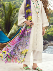 White Dyed Lawn 3 Piece Stitched - ALP-3PS-1730