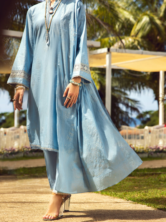 Sky Blue Lawn 3Pc Unstitched - ALP-3PS-1731