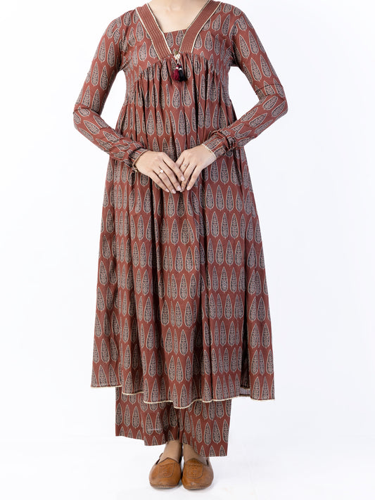 Dark Brown Lawn 2 Piece Unstitched - ALP-2PS-1738 - Almirah Online