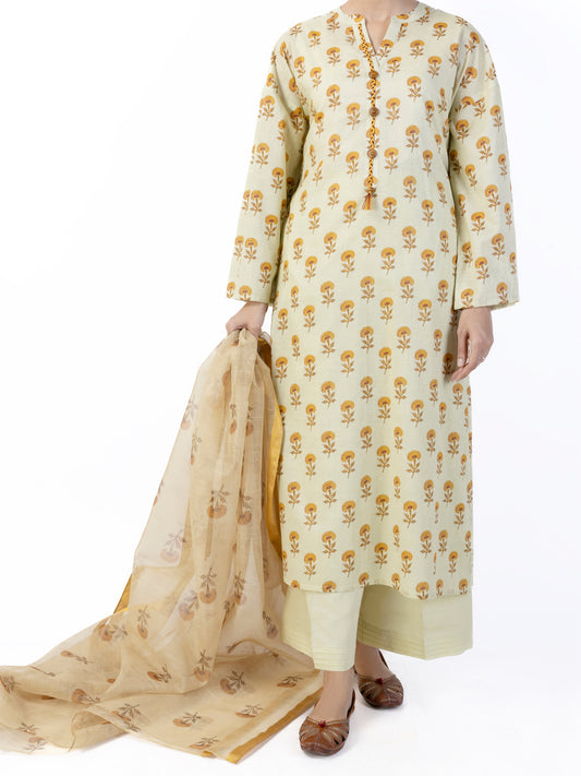 Cream Lawn 2 Piece Unstitched - ALP-2PS-1747 - Almirah Online