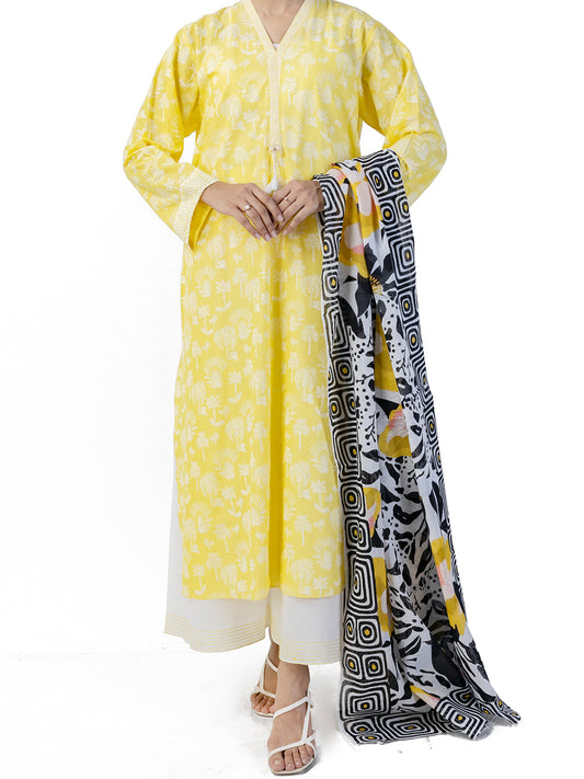 Yellow Lawn 3 Piece Unstitched - ALP-3PS-1748 - Almirah Online