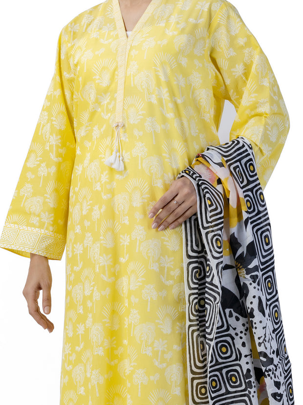 Yellow Lawn 3 Piece Stitched - ALP-3PS-1748