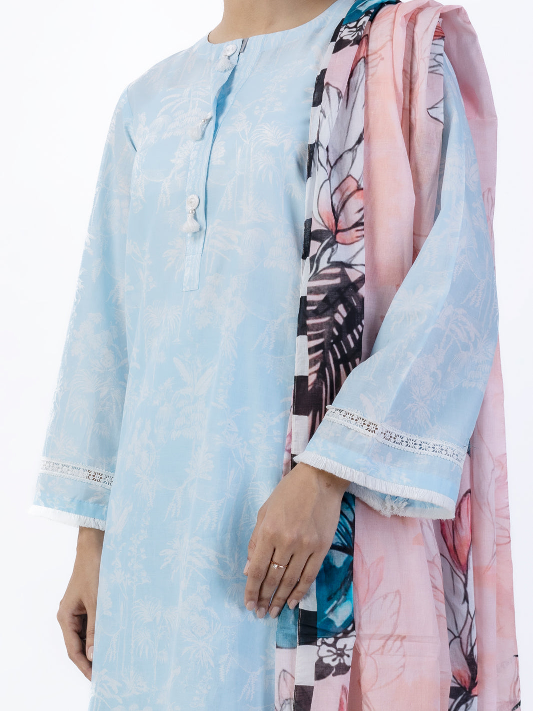 Sky Blue Lawn 3Pc Stitched - ALP-3PS-1749