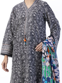 Black Lawn 3Pc Unstitched - ALP-3PS-1750