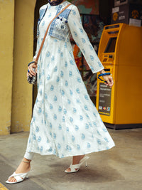 White Digital Lawn Tunic - ALP-LK-1759