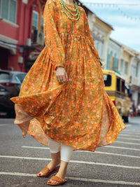Orange Digital Lawn Tunic - ALP-LK-1760