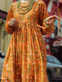 Orange Digital Lawn Tunic - ALP-LK-1760