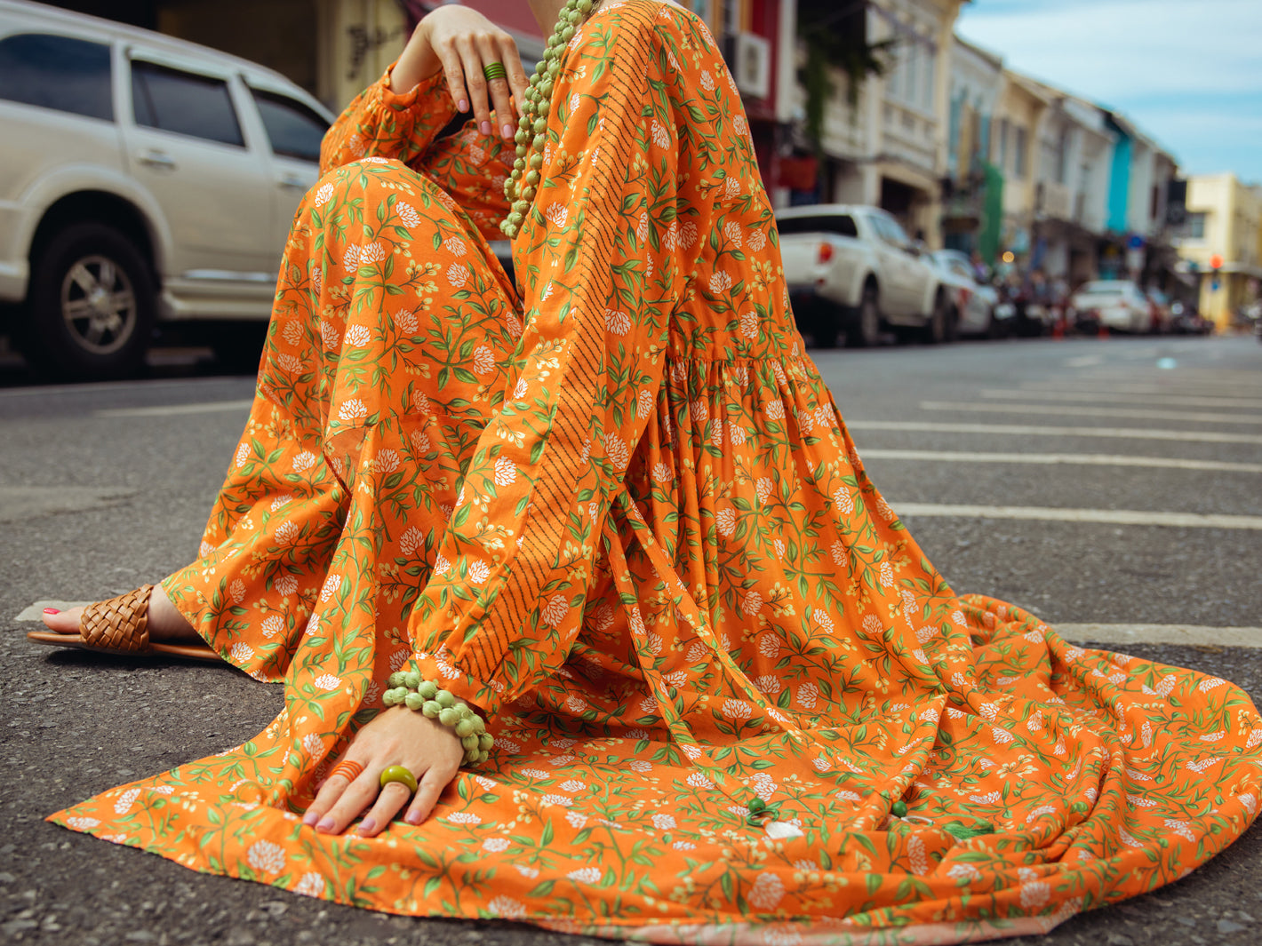 Orange Digital Lawn Tunic - ALP-LK-1760