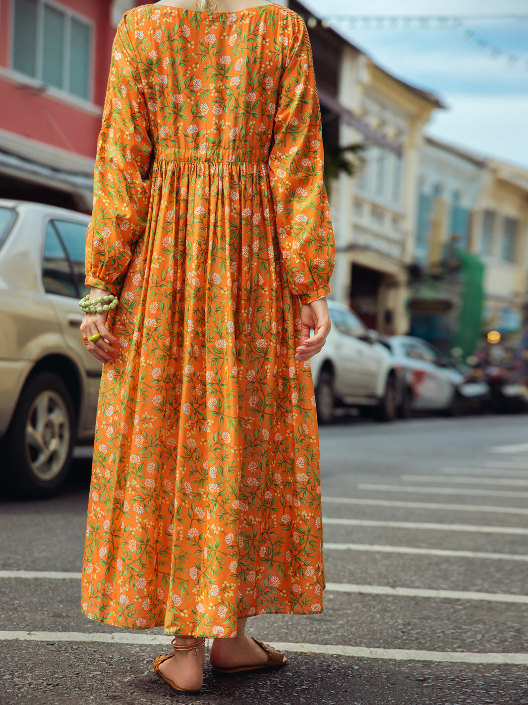 Orange Digital Lawn Tunic - ALP-LK-1760
