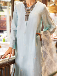 Sky Blue Jacquard 3 Piece Unstitched - ALP-3PS-1765