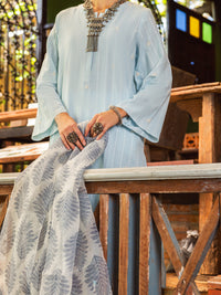 Sky Blue Jacquard 3 Piece Unstitched - ALP-3PS-1765