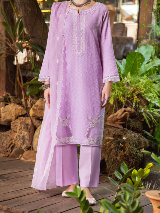 Light Purple Jacquard 3 Piece Stitched - ALP-3PS-1766 - Almirah Online