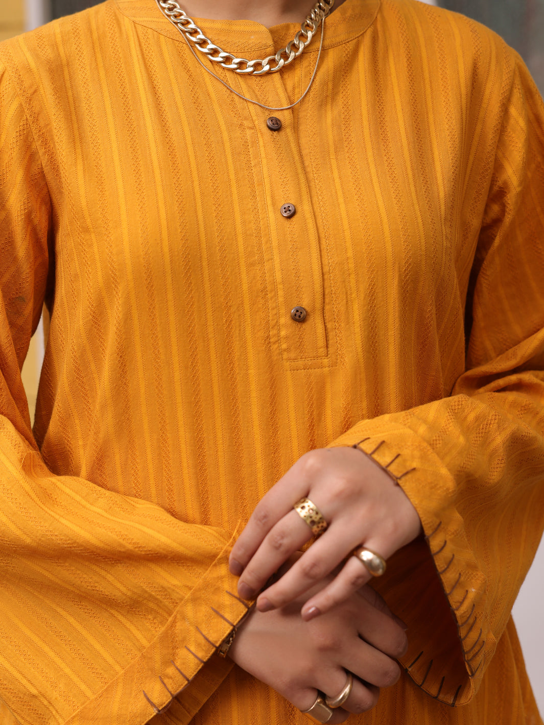 Yellow Dobby Jacquard 2Pc Stitched - ALP-2PS-LKS-1775