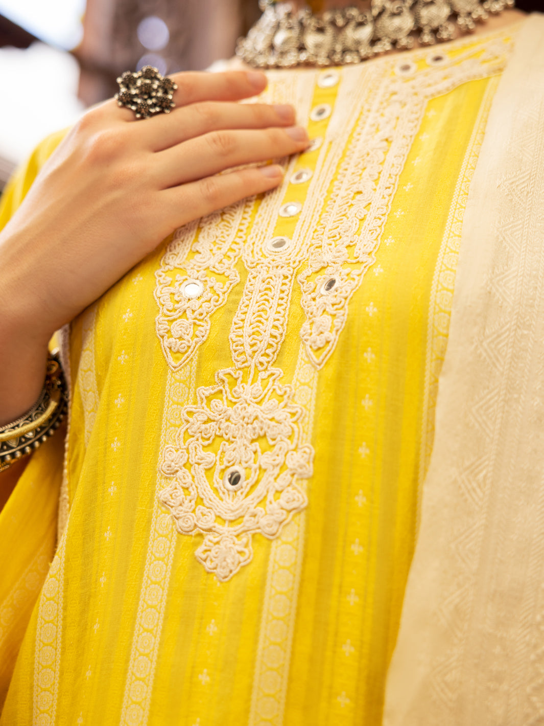 Yellow Yarn-Dyed 3 Piece Stitched - ALP-3PS-1778 - Almirah Online