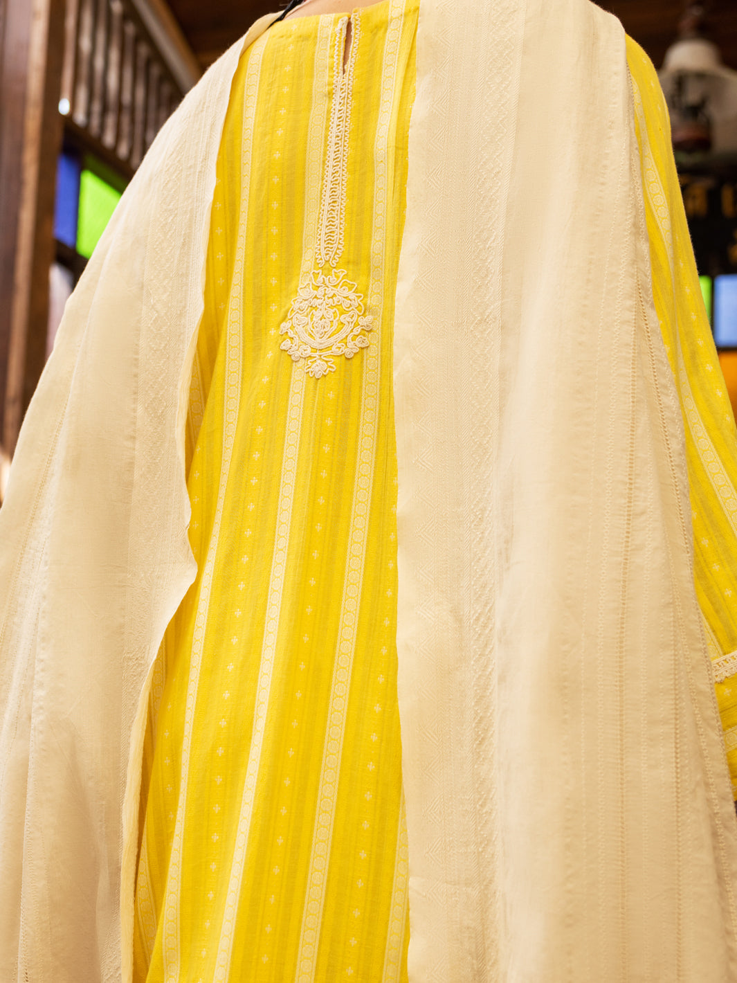 Yellow Yarn-Dyed 3 Piece Stitched - ALP-3PS-1778 - Almirah Online