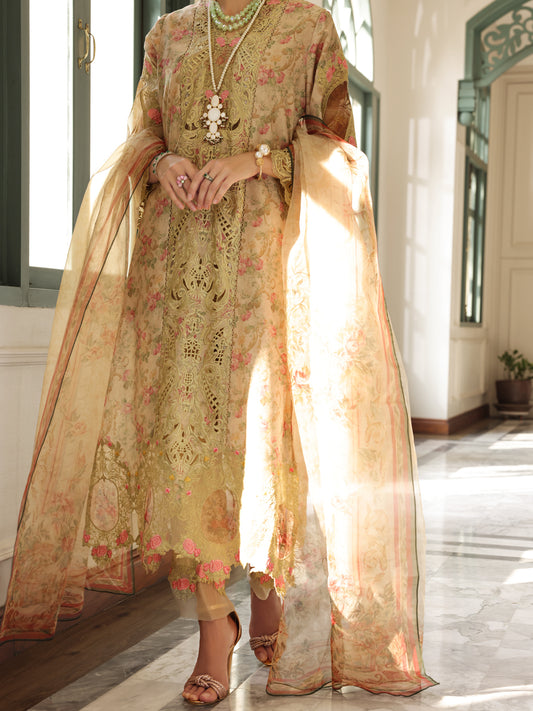 Olive Green Poly-Lawn 3 Piece Unstitched - ALP-3PS-1782 - Almirah Online