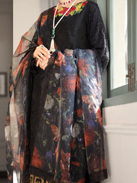 Black Poly-Organza 3Pc Stitched - ALP-3PS-1783