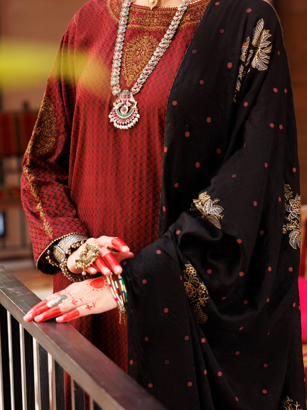 Maroon Cotton Jacquard 3 Piece Unstitched - ALP-3PS-1802 - Almirah Online