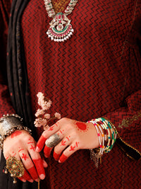 Maroon Cotton Jacquard 3Pc Unstitched - ALP-3PS-1802