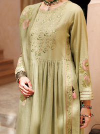 Light Green Stripe Cotton Jacquard 3Pc Stitched - ALP-3PS-1803
