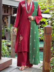 Maroon Dobby 2 Piece Stitched - ALP-2PS-LKS-1831 - Almirah Online