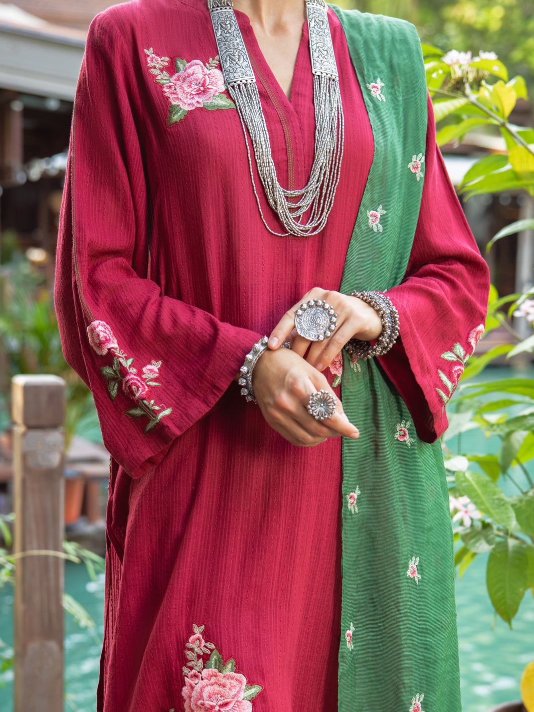 Maroon Dobby Tunic - ALP-LK-1831 - Almirah Online