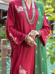 Maroon Dobby 2 Piece Stitched - ALP-2PS-LKS-1831 - Almirah Online