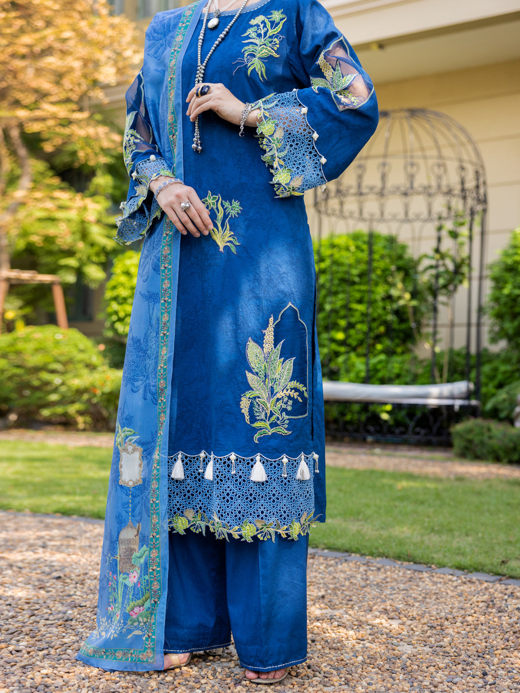 Blue Jacquard 3 Piece Unstitched - ALP-3PS-1862 - Almirah Online