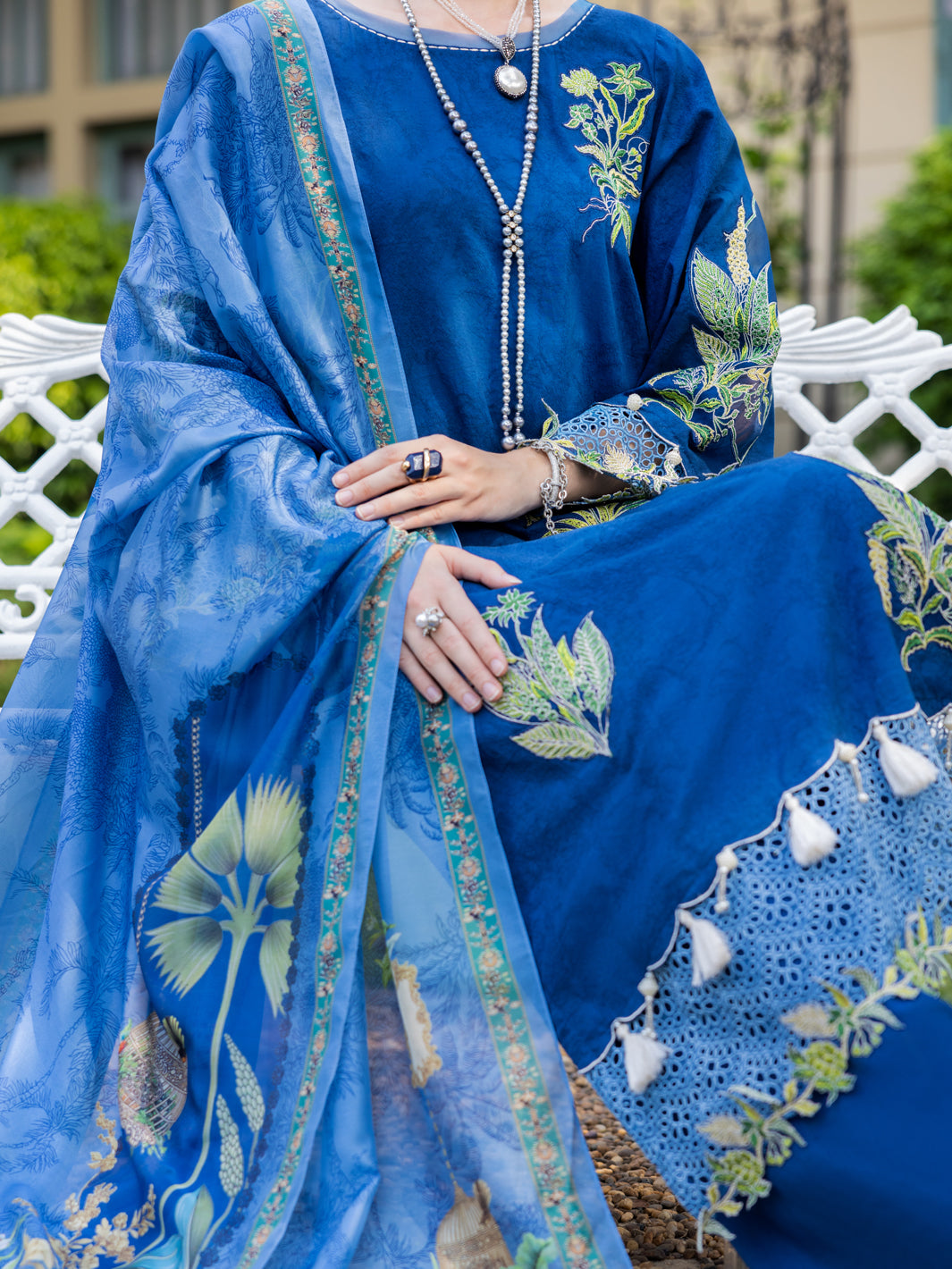 Blue Jacquard 3 Piece Unstitched - ALP-3PS-1862 - Almirah Online