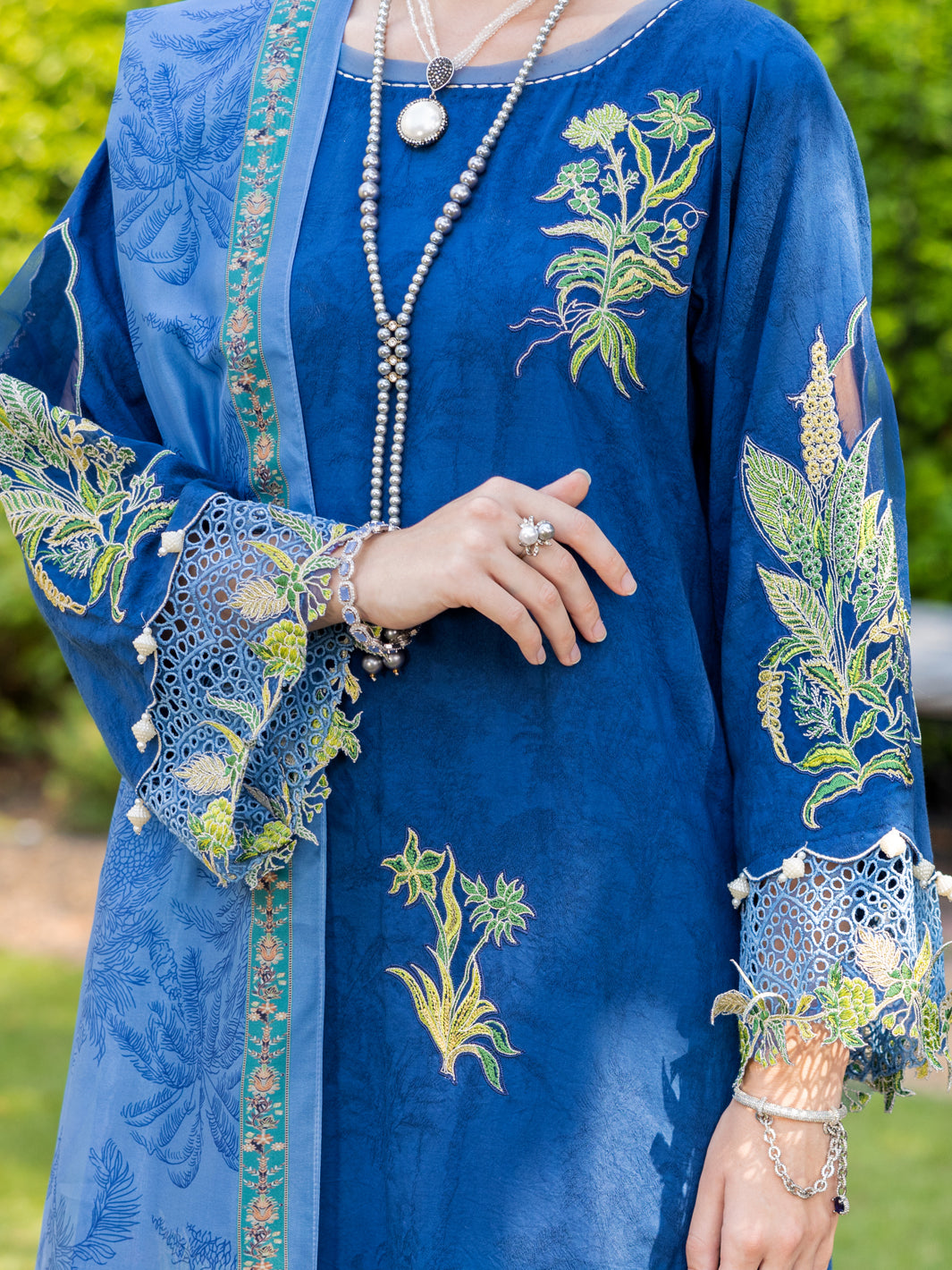 Blue Jacquard 3 Piece Unstitched - ALP-3PS-1862 - Almirah Online