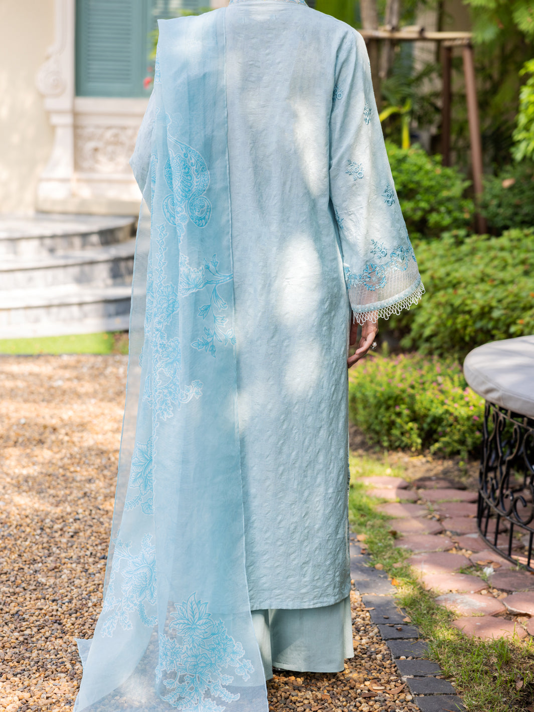 Sky Blue Jacquard 3 Piece Unstitched - ALP-3PS-1865 - Almirah Online