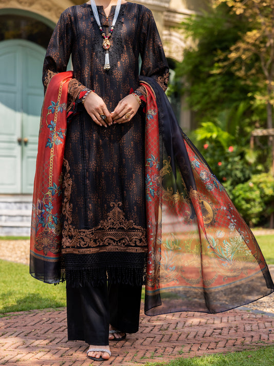 Black Jacquard 3 Piece Unstitched - ALP-3PS-1866 - Almirah Online